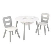 KidKraft Wooden Storage Table Round with 2 Chairs Gray/White