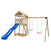 SwingKing Spielturm aus Holz mit Rutsche/Schaukeln Daan – Blau