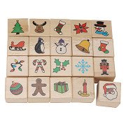 Wooden Stamp Set Christmas, 20 pcs.
