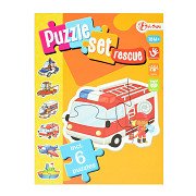 Emergency services puzzle set with 6 puzzles