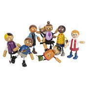 Small Foot - Wooden Flexible Doll Family with Baby, 8 pcs.