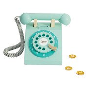 Classic World Wooden Retro Telephone Turquoise