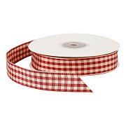 Checked Ribbon Antique Red White, 25m