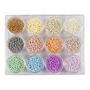Seed Beads Round Glass Beads 3 mm Pastel Colors, 12x17 grams