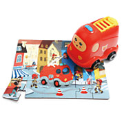 Wooden Jigsaw Puzzle Fire Department with Fire Truck, 24 pcs.