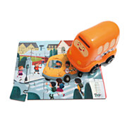 Wooden Jigsaw Puzzle School with School Bus, 24 pcs.
