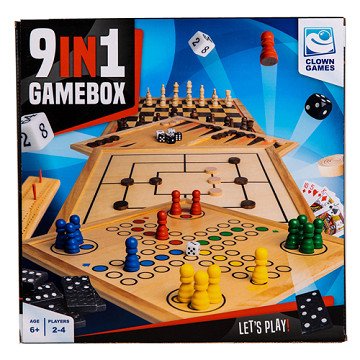 Clown Games 9-In-1 Game Box Wood