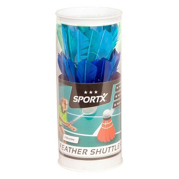 SportX Shuttle Feathers Colored in Tube, 3 pcs.