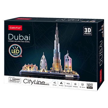 Kubisches lustiges 3D-Puzzle City Line Dubai mit LED-Beleuchtung