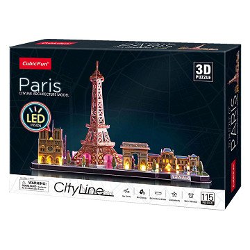 Cubic Fun 3d Puzzle City Line Paris with LED Lighting, 115pcs.