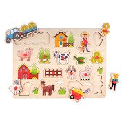 Wooden Knob Puzzle Farm, 17 pcs.