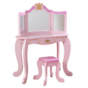 KidKraft Wooden Dressing Table Princess with Stool Pink
