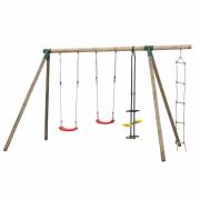 Swingking Wooden Swing with Climbing Ladder and Duoseat - Danielle