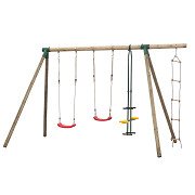 SwingKing Holzschaukel mit Kletterleiter und Duo-Sitz - Danielle