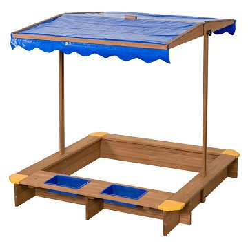 SwingKing Sandkasten aus Holz mit Wassernäpfen und Abdeckung