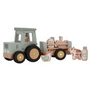 Little Dutch Wooden Tractor with Trailer and Animal Playset