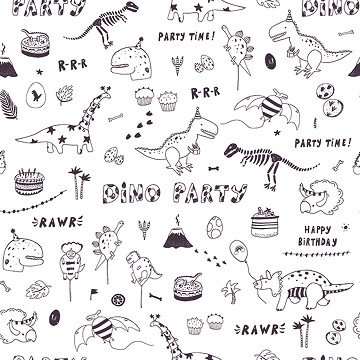 Geschenkpapier Colorable Dino Party, 4 mtr.