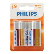 Philips Longlife Battery Zinc D/R20, 2 pcs.