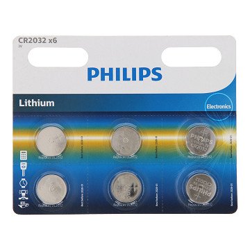 Philips Battery Lithium CR2032, 6 pcs.