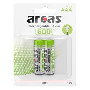 Rechargeable Batteries ARCAS Rechargeable NimH AAA/HR03 600mAh, 2 pcs.