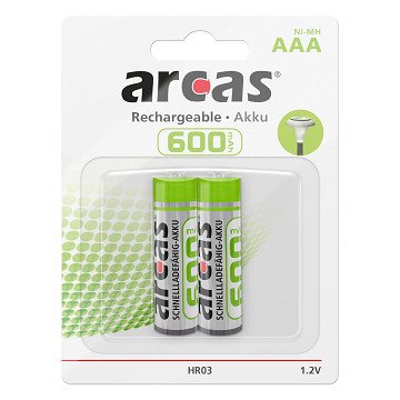 Oplaadbare Batterijen ARCAS Rechargeable NimH AAA/HR03 600mAh, 2st.