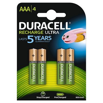 Oplaadbare Batterijen Duracell Rechargeable NimH Stay Charged AAA/HR03 900mAh, 4st.