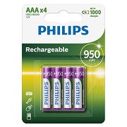 Oplaadbare Batterijen Philips Rechargeable NimH AAA/HR03 950mah, 4st.