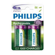 Wiederaufladbare Batterien Philips NimH D/HR20 3000 mAh, 2 Stk.