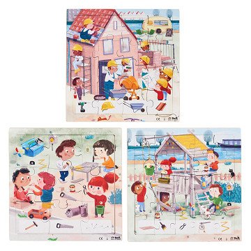 Rolf - Houten Legpuzzel Serie Wonen, Set van 3