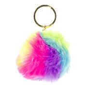 Fluffy Keychain Rainbow Ball, 12pcs.
