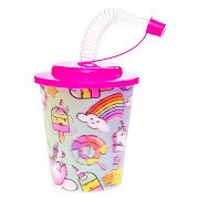 Cup with Lid and Straw Unicorn, 12 pcs.