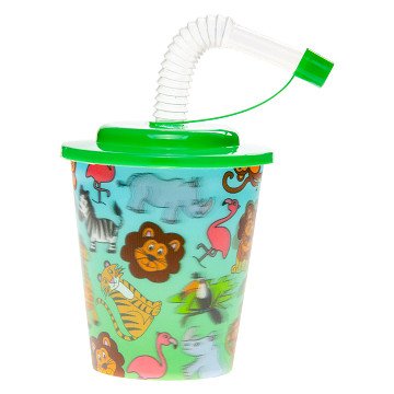 Cup with Lid and Straw Wild Animals, 12pcs.