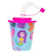Cup with Lid and Straw Mermaid, 12pcs.