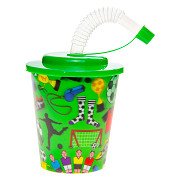 Cup with Lid and Straw Football, 12pcs.