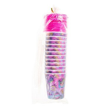 Cup with Lid and Straw Princess, 12 pcs.