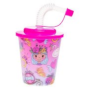 Cup with Lid and Straw Princess, 12pcs.