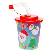 Cup with Lid and Straw Christmas, 12 pcs.