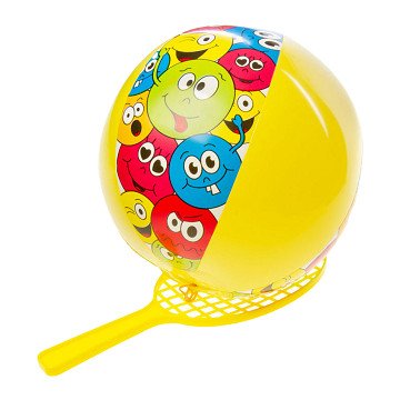 Schläger mit Steppball Lächelndes Gesicht