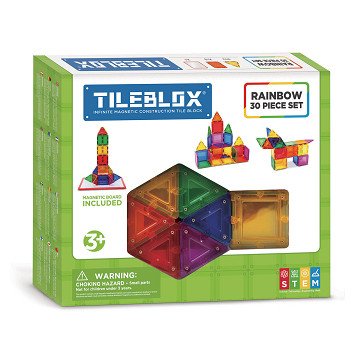 Tileblox Rainbow Set with Board, 30pcs.