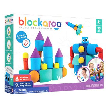 Blockaroo Magnetische Schaumstoffblöcke Burgbox, 35 Stk.