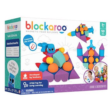 Blockaroo Magnetic Foam Blocks Builders Box, 50 pcs.