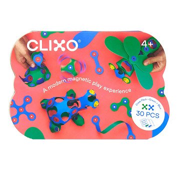 Clixo Magnetisch Bouwspeelgoed Crew Pack Blauw/Geel, 30dlg.