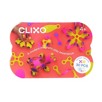 Clixo Magnetisch Bouwspeelgoed Crew Pack Roze/Geel, 30dlg.