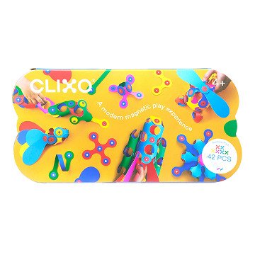 Clixo Magnetisches Bauspielzeug Rainbow Pack, 42 ​​Stück.