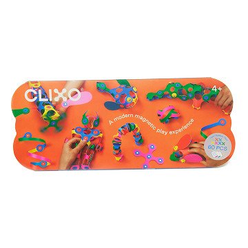 Clixo Magnetic Construction Toy Rainbow Pack, 60 pieces.