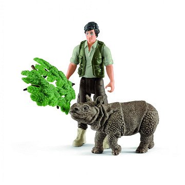 schleich Starter Set met Ranger en Neushoorn