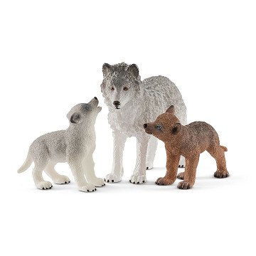 Schleich WILD LIFE Wölfin mit Wolfsjungen 42472