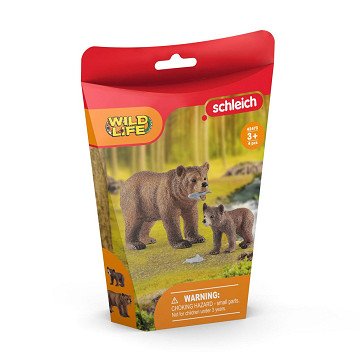 Schleich WILD LIFE Female Grizzly Bear with Grizzly Bear Cub 42473
