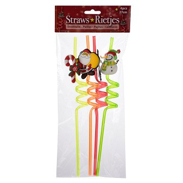 Spiralstrohhalme Weihnachten, 4St.