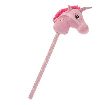 Stokpaard Eenhoorn met Geluid - Roze, 68cm